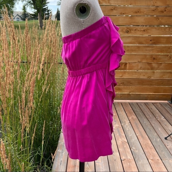 Cynthia Vincent Silk Strapless Ruffle Mini Dress Size 6 - Picture 6 of 15